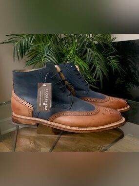 Florsheim Two-Tone Navy and Brown Chukka Wingtip Boots